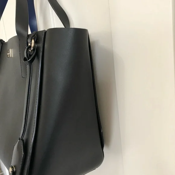 Kate Spade Black & Blue Top Handle Leather Tote Bag - Picture 6 of 16